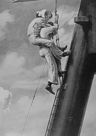 A Brave Able Seaman Carrying A Comrade Down To Safety On HMS Inflexible