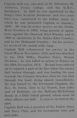 Bell M A R Captain Indian Army Obit Part 2 The Bond Of Sacrifice Vol 1