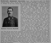 Radcliff H T Captain 1st Leinster Regiment Obit