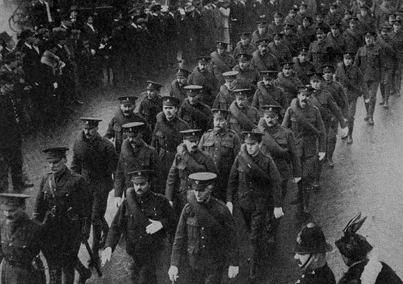 Men Of The Royal Fusiliers Sportsmens Battalion Marching To Entrain For Their Camp After Inspection At Hyde Park