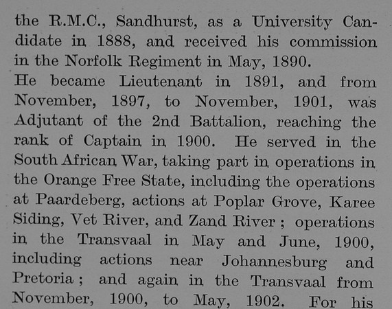 Bell F de B Major 2nd Norfolk Regiment Obit Part 2 The Bond Of Sacriice Vol 2