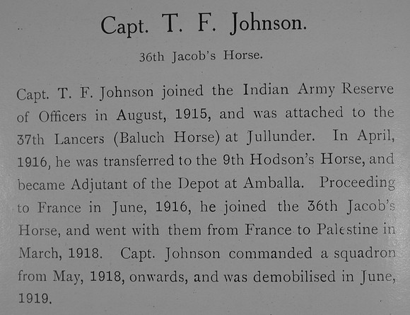 Johnson T F Captain Indian Army Record William Graham Company