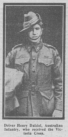 Dalziel H Dvr VC 15th Australian Infantry The Graphic 14th Dec 1918