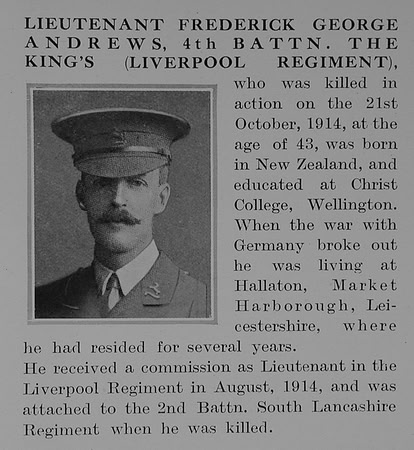 Andrews F G Lt 4th Kings Liverpool Regiment Obit