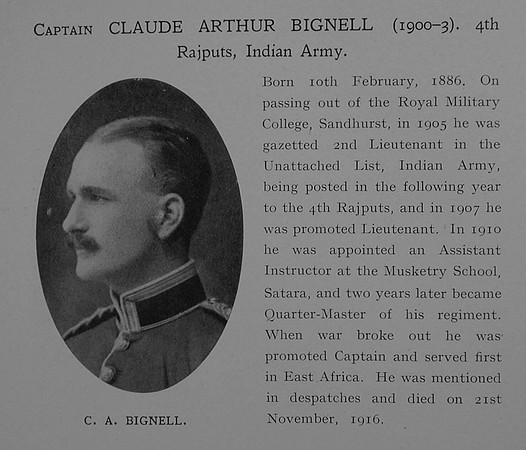 Bignell C A Captain Indian Army Obit Dulwich College Roll Of Honour
