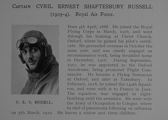 Russell C E S Captain Royal Air Force Obit Dulwich College Roll Of Honour
