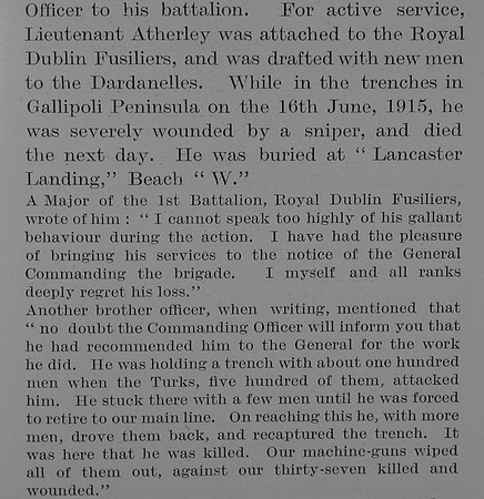 Atherley C E Lt 11th Kings Own Yorkshire Light Infantry Obit Part 3 The Bond Of Sacifice Vol 2