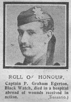 Egerton P G Captain 3rd Black Watch Attd 19th London Regiment The Graphic 26th Oct 1918