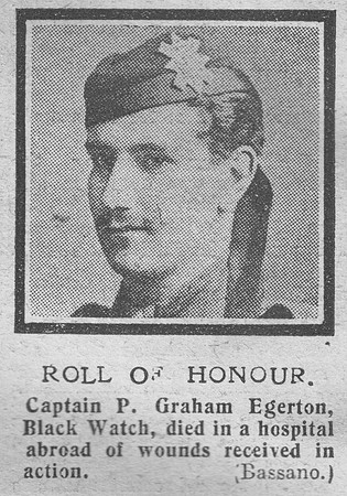 Egerton P G Captain 3rd Black Watch Attd 19th London Regiment The Graphic 26th Oct 1918