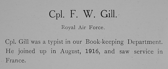 Gill F W Cpl Royal Air Force Record William Graham Company