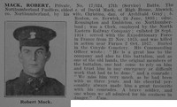 Mack R Pte 17th Northumberland Fusiliers Obit De Ruvignys Roll Of Honour Vol 3