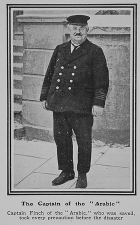 Finch W Captain SS Arabic Mercantile Marine The Sphere 28th Aug 1915