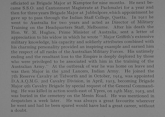 Griffith J G Major Indian Army Obit Part 2 Dulwich College Roll Of Honour