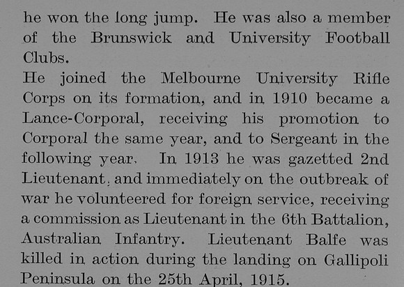 Balfe J R Lt 6th Australian Infantry Obit Part 3 The Bond Of Sacrifice Vol 2