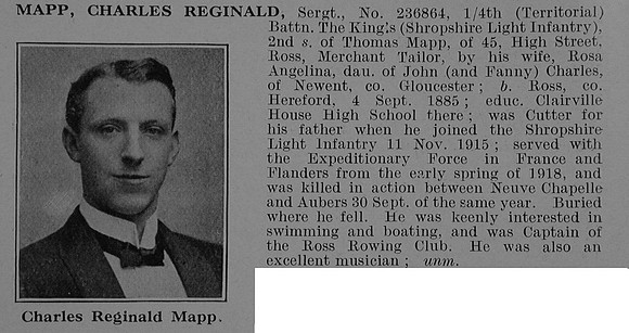 Mapp C R Sergt 236864 4th Kings Shropshire Light Infantry Obit De Ruvignys Roll Of Honour Vol 5