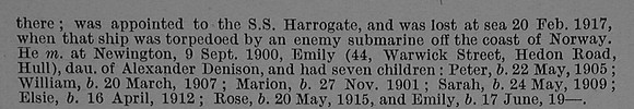 Apples P J Fireman SS Harrogate Mercantil Marine Obit Part 2 De Ruvignys Roll Of Honour Vol 4