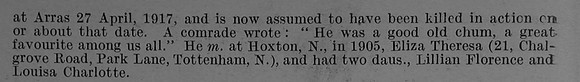 Skinner C J Pte 33158 13th Essex Regiment Obit Part 2 De Ruvignys Roll Of Honour Vol 4