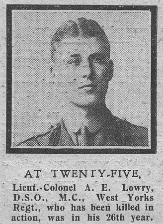 Lowry A E Lt Col DSO MC 2nd West Yorkshire Regiment The Graphic 3rd Oct 1918