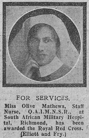 Mathews O Staff Nurse RRC The Graphic 24th July 1918