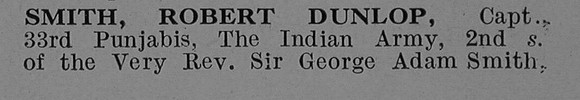 Smith R D Captain Indian Army Obit Part 1 De Ruvignys Roll Of Honour Vol 3
