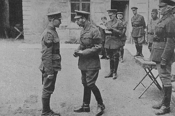 Pte W Beesley VC Rifle Brigade Receiving His VC In France
