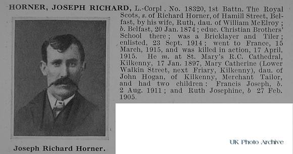 Horner J R L/Cpl 18320 1st Royal Scots Obit