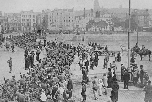 Highland Regiments Crossing The Harbour Bridge At Boulogne