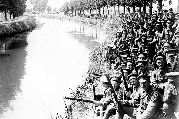 A Battalion Of The New Army Resting On A March Near Merville France