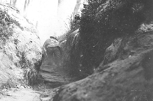 A Canadian Soldier In A Communication Trench