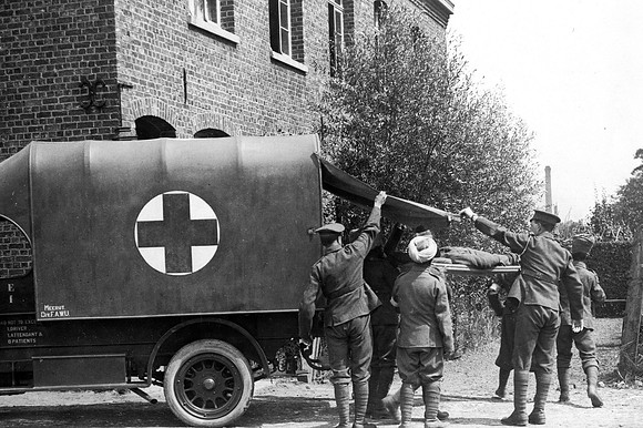 Casualty Arriving At A Field Ambulance La Gorgue France