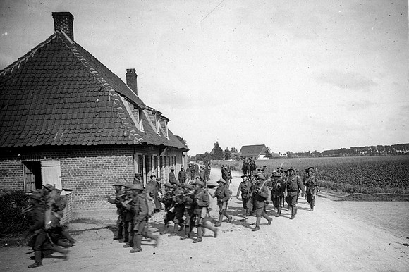 Gurkhas Marching Out To Dig Trenches Near Merville France