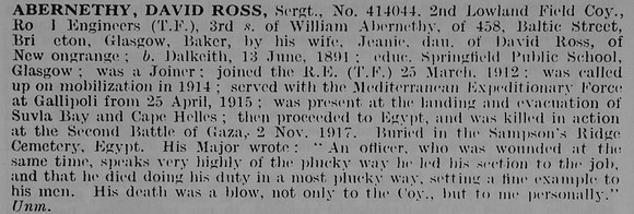 Abernethy D R Sergt 414044 Royal Engineers