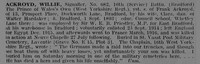 Ackroyd W Sig 682 16th West Yorkshire Regiment Obit De Ruvignys Roll Of Honour Vol 3