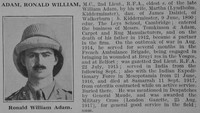 Adam R W Royal Field Artillery Obit De Ruvignys Roll Of Honour Vol 3