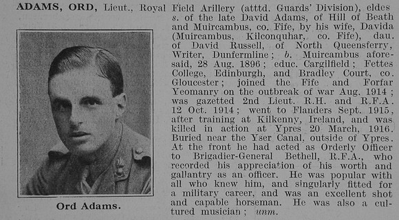 Adams O Lt Royal Field Artillery Obit De Ruvignys Roll Of Honour Vol 3