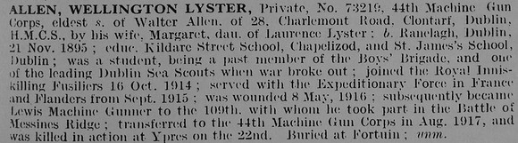 Allen W L Pte 73219 Machine Gun Corps