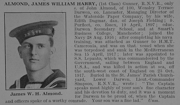 Almond J W H Gnr Royal Naval Volunteer Reserve Obit De Ruvignys Roll Of Honour Part 3