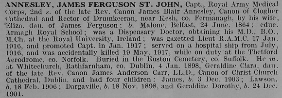 Annesley J F St J Captain Royal Army Medical Corps