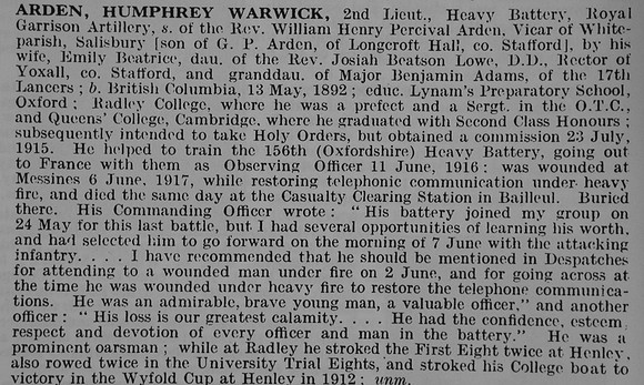 Arden H W 2nd Lt Royal Garrison Artillery