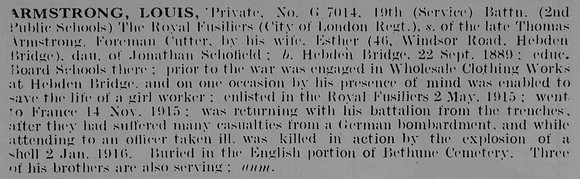 Armstrong L Pte G/7014 19th Royal Fusiliers