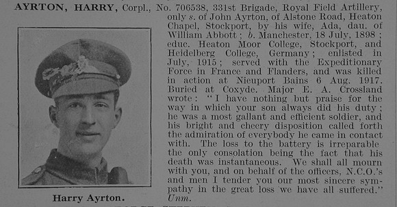 Ayrton H Cpl Royal Field Artillery Obit  De Ruvignys Roll Of Honour Vol 3
