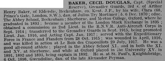 Baker C D Captain Grenadier Guards