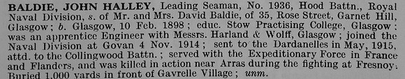 Baldie J H Leading Seaman 1936 Hood Btn RND