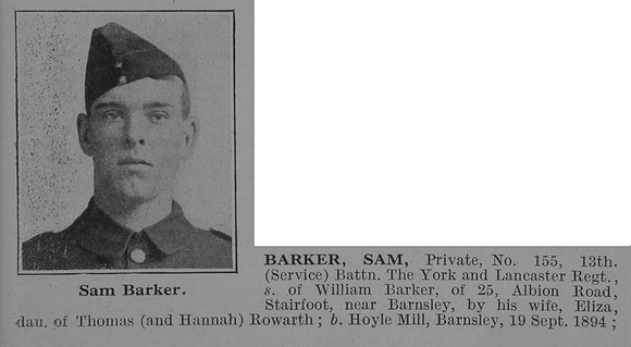 Barker S Pte 13th York & Lancs Regiment Obit Part 1 De Ruvignys Roll Of Vol 3