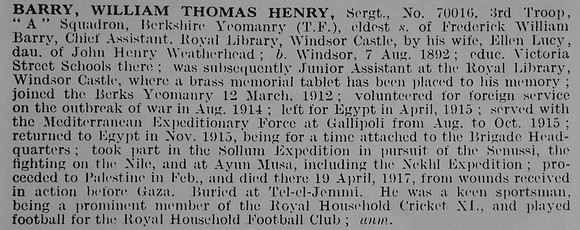 Barry W T H Sergt 70016 Berkshire Yeomanry