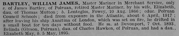 Bartley W J Master Mariner Marcantile Marine