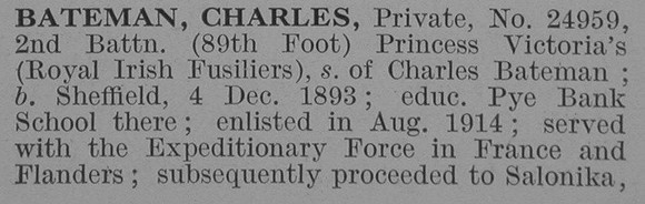Bateman C Pte 2nd Royal Irish Fusiliers Obit Part 1 DR3