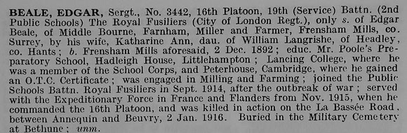 Beale E Sergt 3442 19th Royal Fusiliers