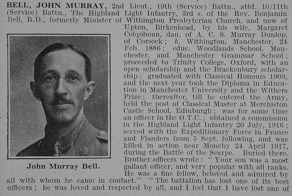 Bell J M 2nd Lt 19th Highland Light Infantry Obit Part 1 De Ruvignys Roll Of Honour Vol 3