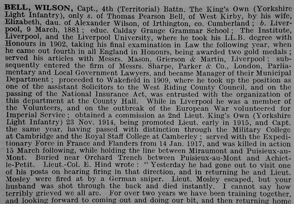 Bell W Captain 4th King's Own Yorkshire Light Infantry Part 1